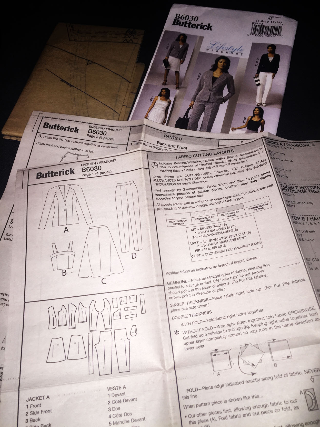 Butterick B6030 misses jacket top skirt and pants pattern