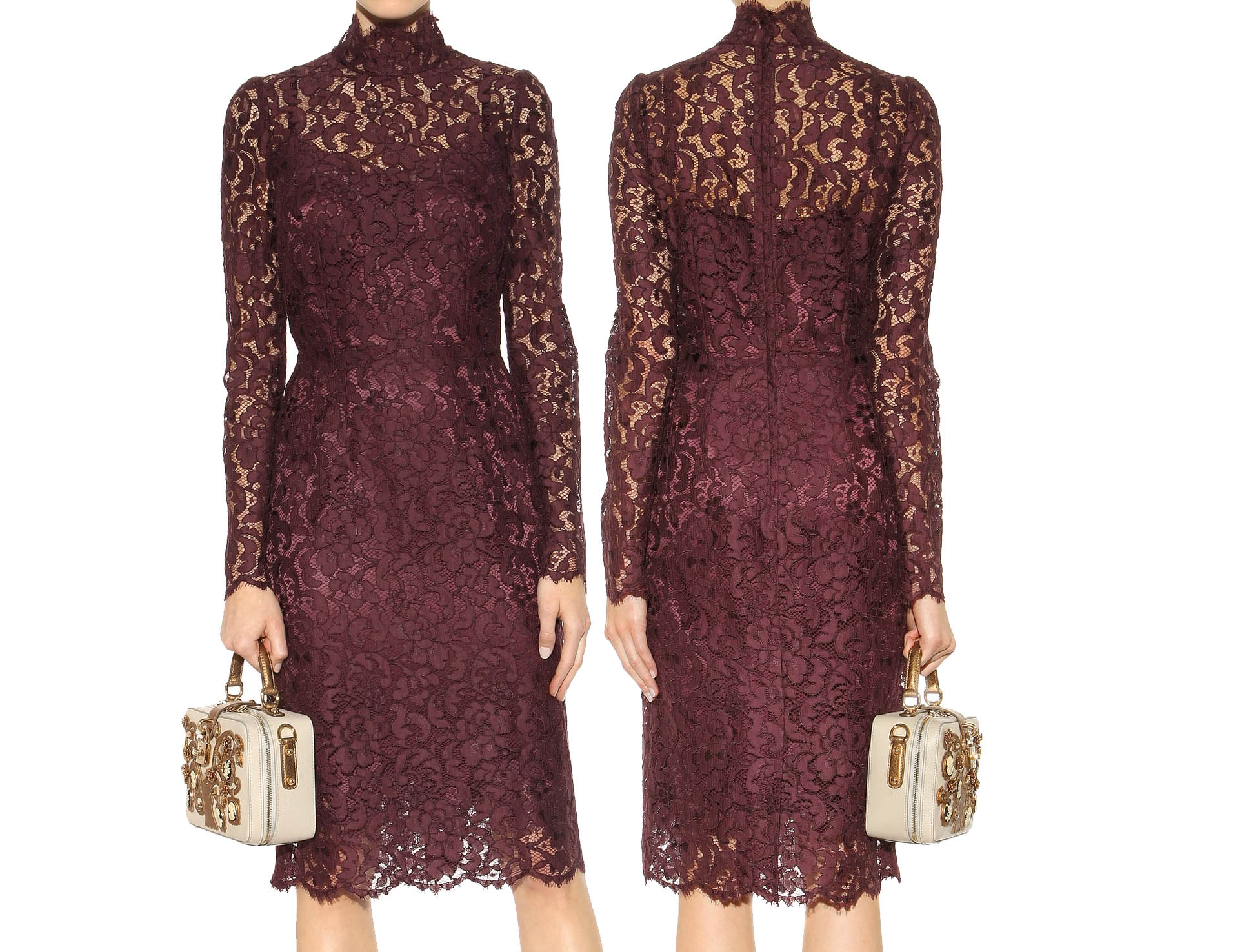 Dolce and Gabbana dark purple eggplant guipure lace dress as seen on kate middleton
