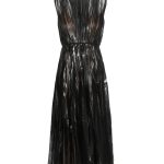 Gucci coated effect black Metallic pleated tulle midi dress 3600 dollars