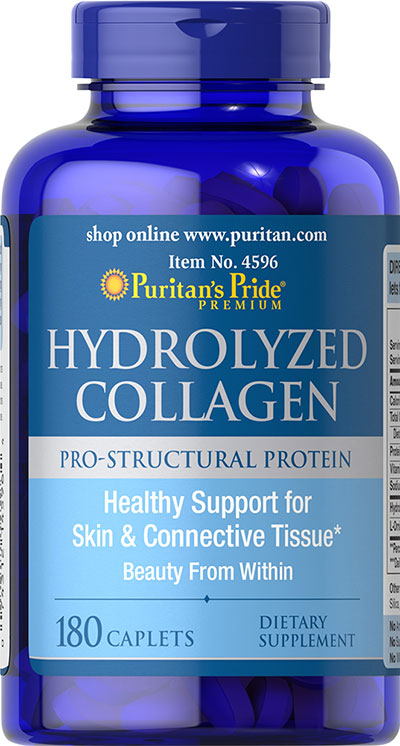Puritans Pride Hydrolyzed Collagen 1000 mg-180 Caplets Restore Strength and Flexibility to Hair Skin and Nails
