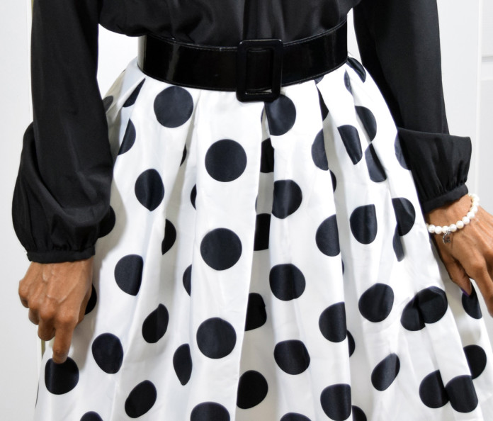 black and white polka dot skirt styling outfit idea 1