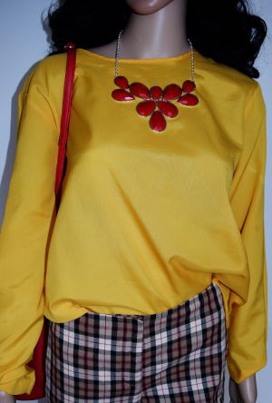 Avon Fashions Yellow long sleeved silk blouse 4