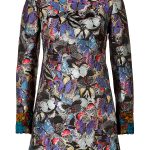 Valentino Brocade Butterfly Dress with Feather Trim