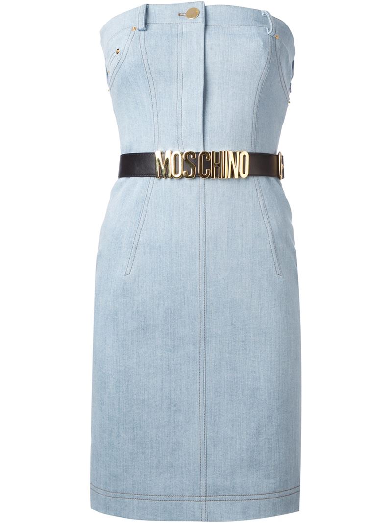 MOSCHINO strapless belted dress