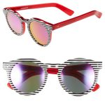 Illesteva ‘Leonard II’ 50mm Round Sunglasses Black/ Pink One Size