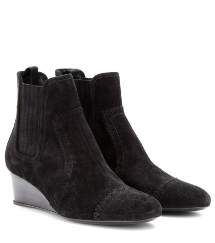 Balenciaga Suede Wedge Brogue Ankle Boots