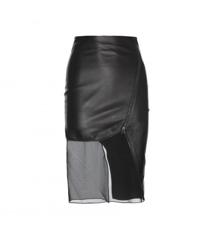 Altuzarra Jodie Leather Skirt With Sheer Insert