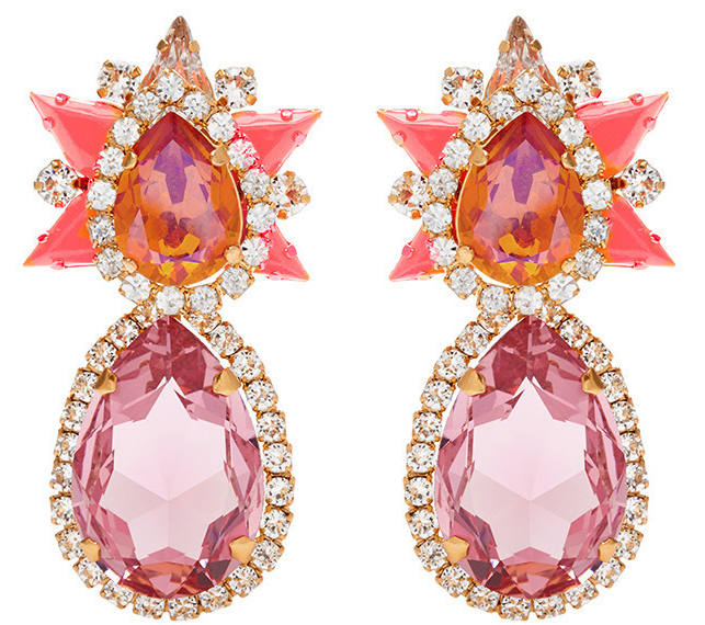 Shourouk Galaxy Gold-Plated Swarovski Crystal Earrings in Orange