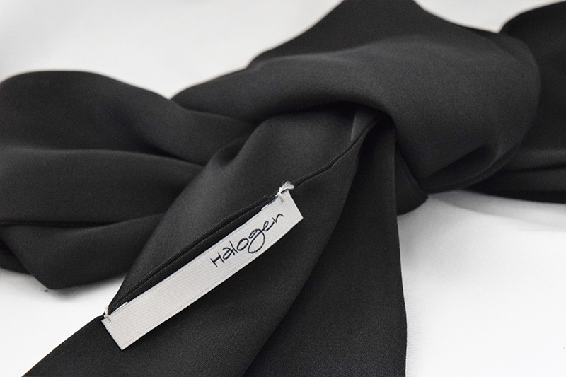 halogen black silk skinny scarf