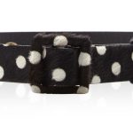Oscar de la Renta black pony hair self covered square buckle waist belt - polka dot belt