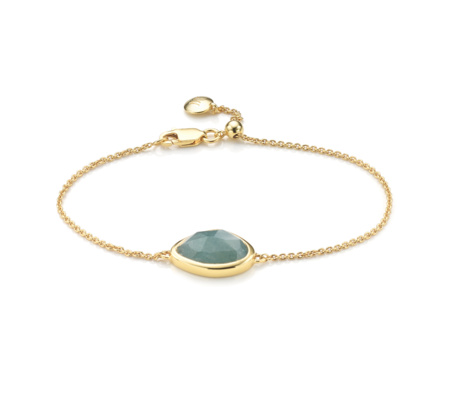 Monica Vinader Gold Vermeil Siren Teardrop Bracelet - Aquamarine