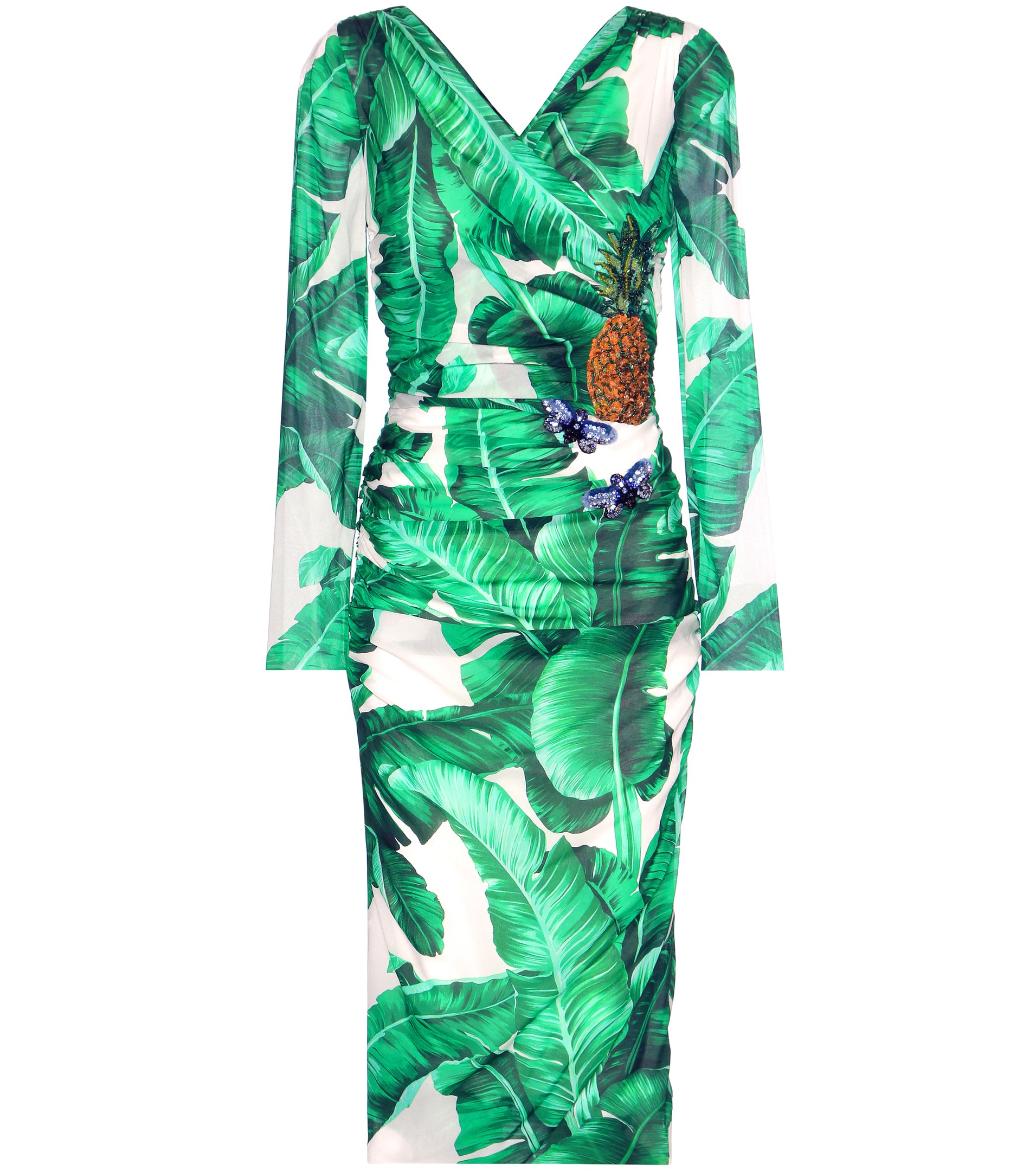 Dolce Gabbana Printed embellished silk-blend wrap dress