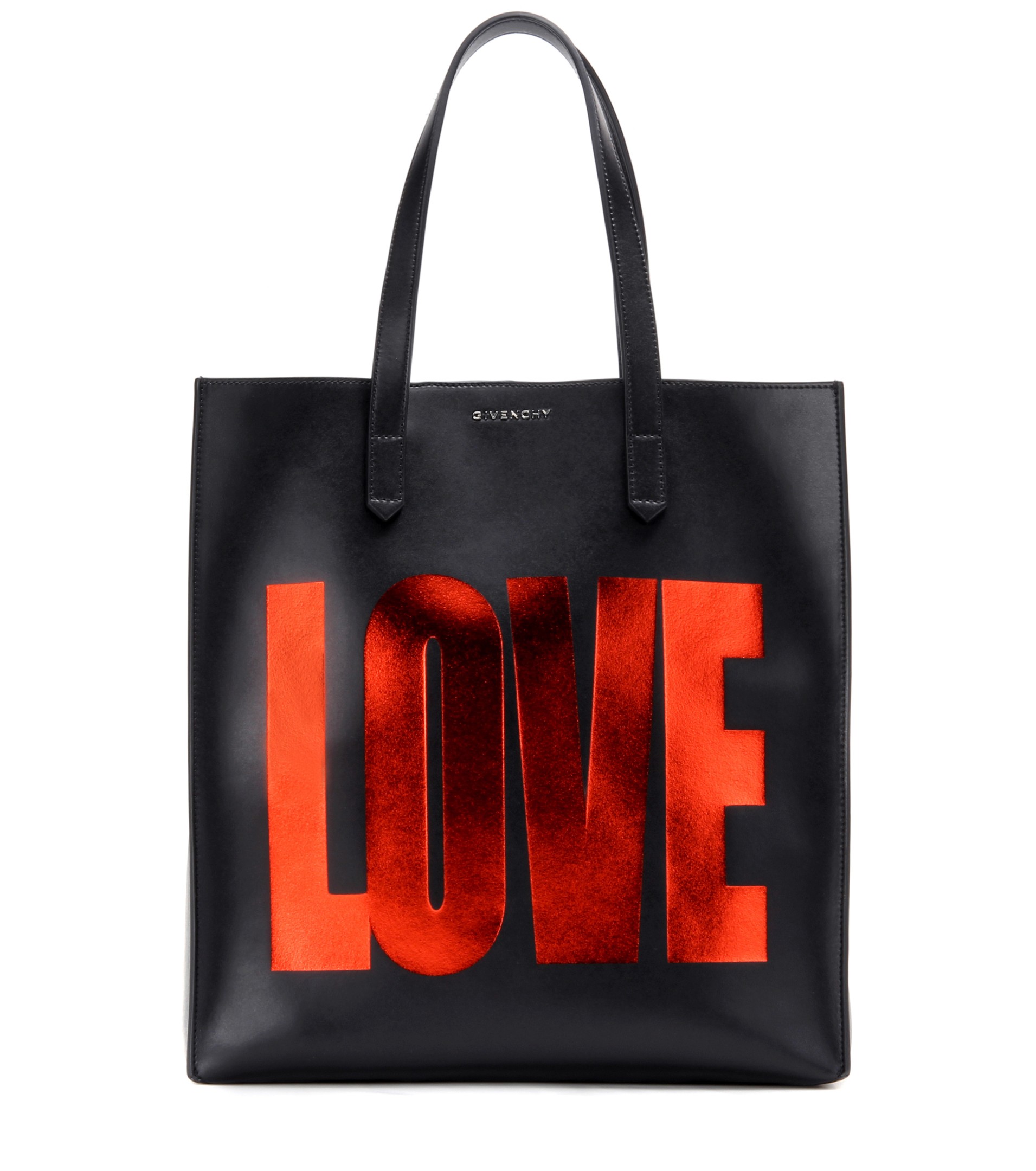 Givenchy Basic love printed black leather tote - designer tote bags