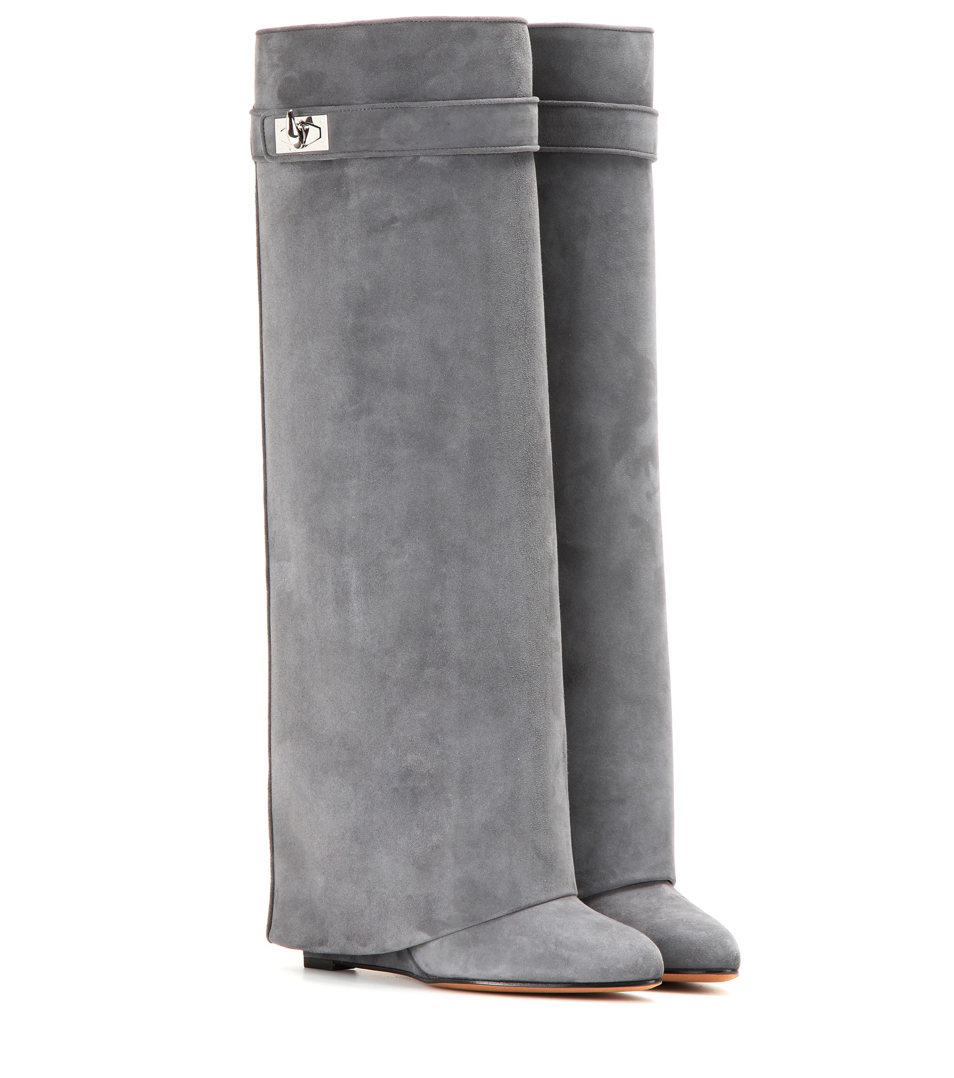 Givenchy grey Pant Shark Lock suede wedge boots