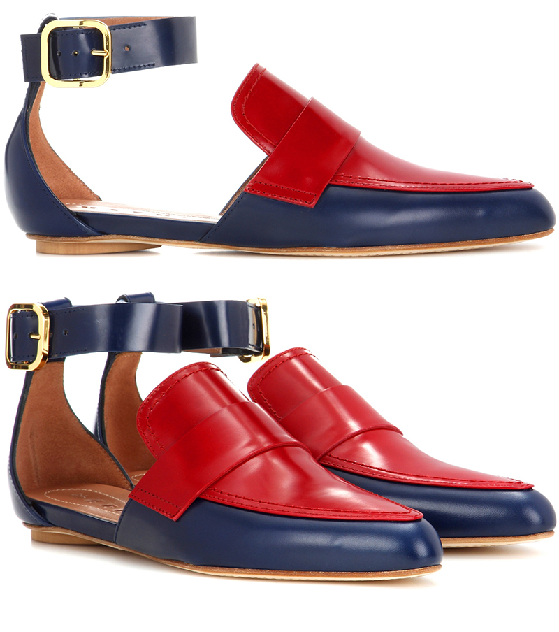 Marni red and blue slip-on leather sandals