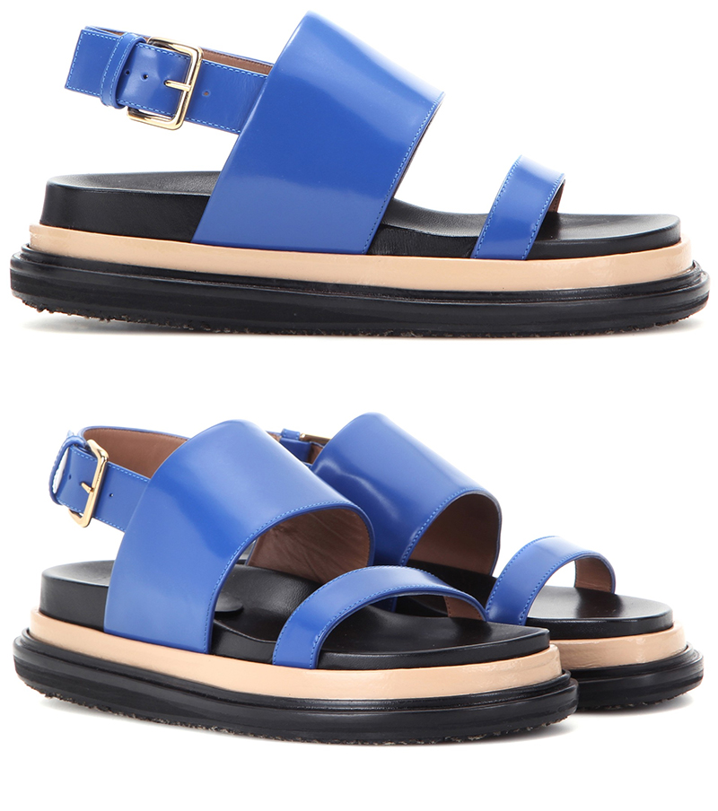 marni blue black leather sandals