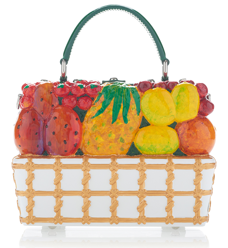  Back view of the fruit embellished Dolce Gabbana tote bag