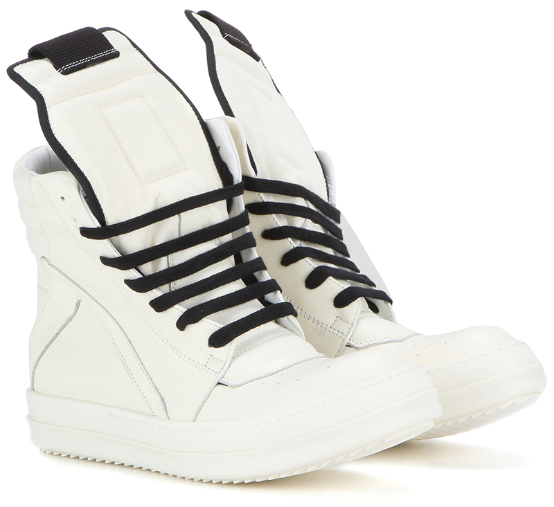 Rick Owens Geobasket leather high-top sneakers white