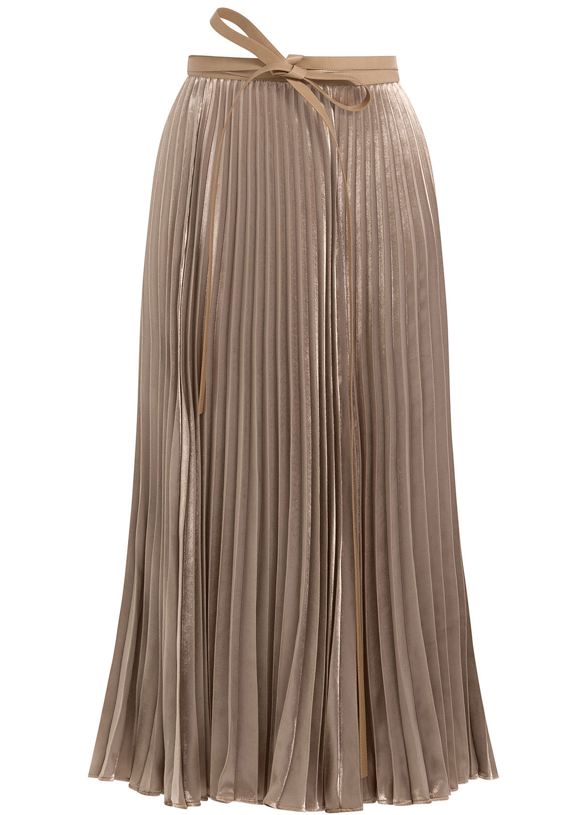Valentino beige velvet pleated skirt with silk 4339