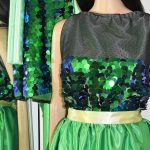 green sequin dress in progress – Justine the mannequin