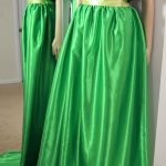 green sequin satin dress in progress – Justine the mannequin