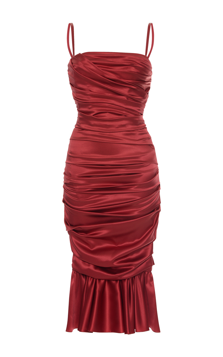 Dolce Gabbana runched red cocktail dress