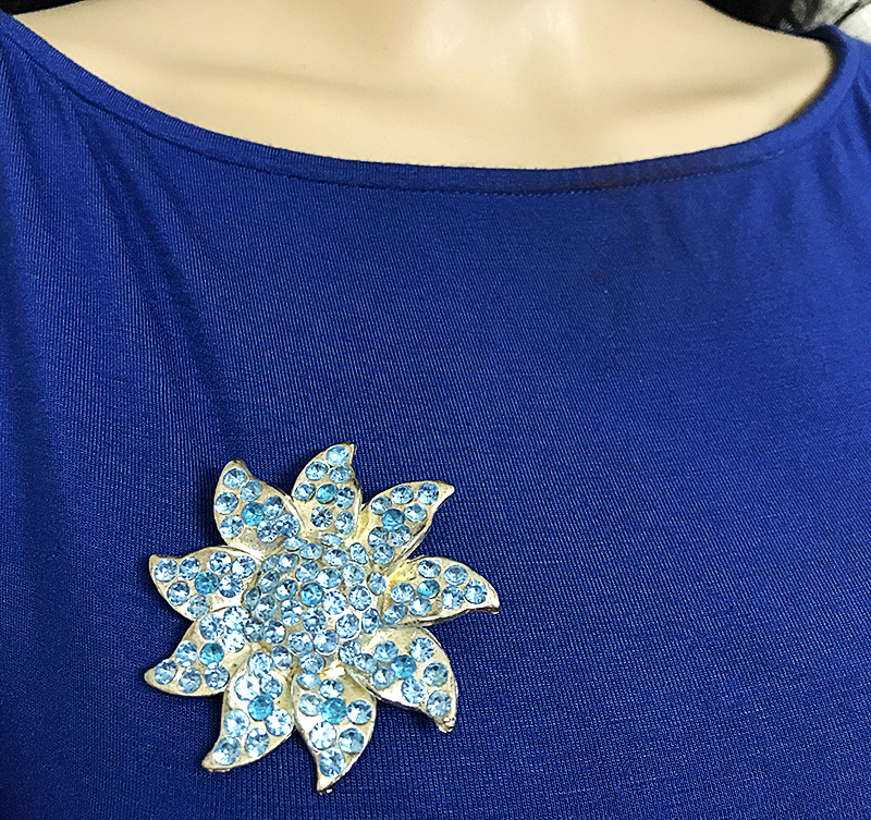 Vintage blue starfish brooch rhinestone jewelry 2