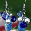 blue drop turquoise crystal cube beads dangle earrings 2
