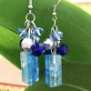 blue drop turquoise crystal cube beads dangle earrings 4