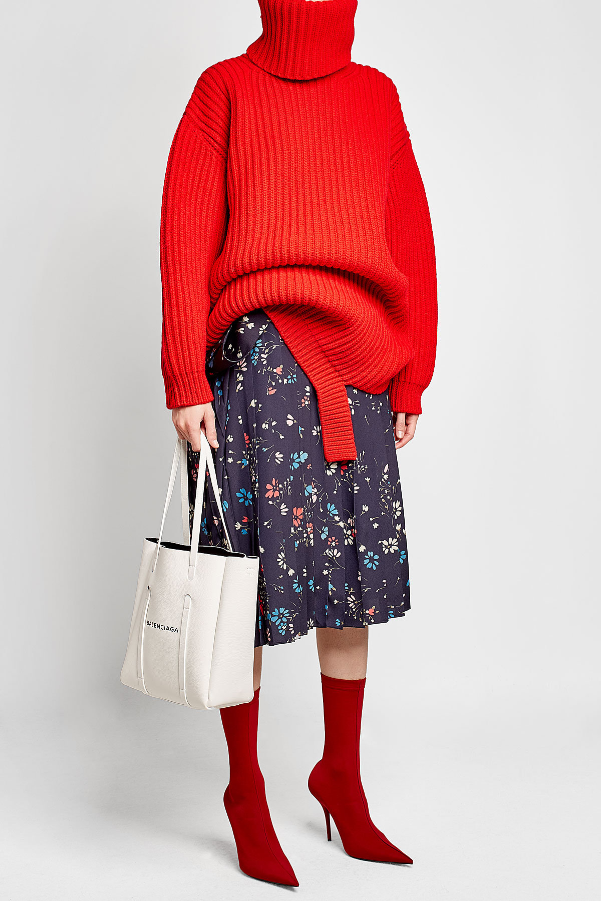 Balenciaga red Deconstructed Virgin Wool Turtleneck Pullover rollneck sweater