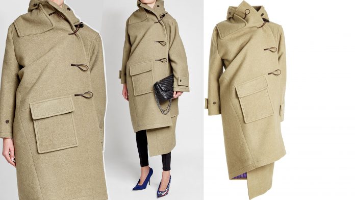 Balenciaga asymmetric Cashmere Duffle Coat with Silk