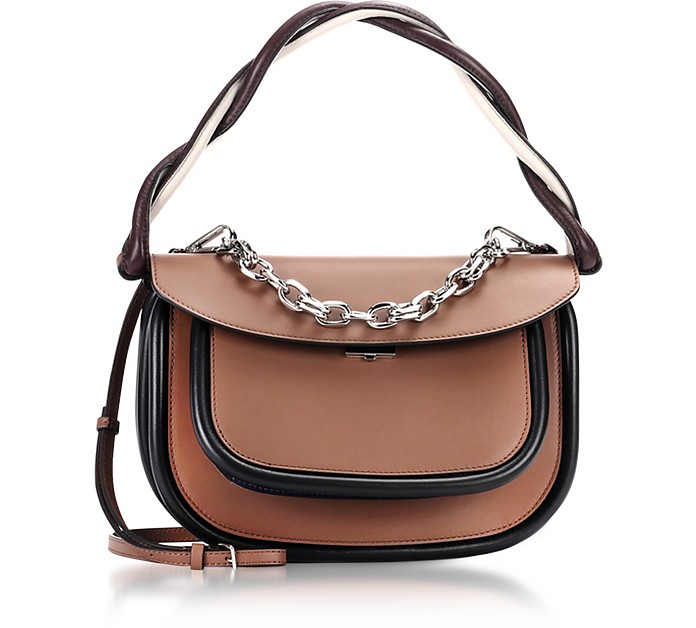Marni Brown and Dark Orchid Leather Titan Bag