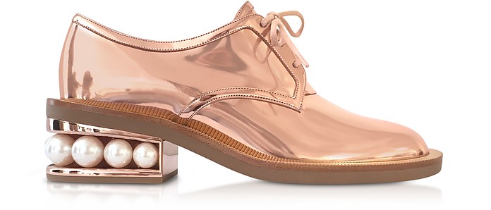 Nicholas Kirkwood Copper Eco-Patent Leather Casati Pearl Derby Shoes