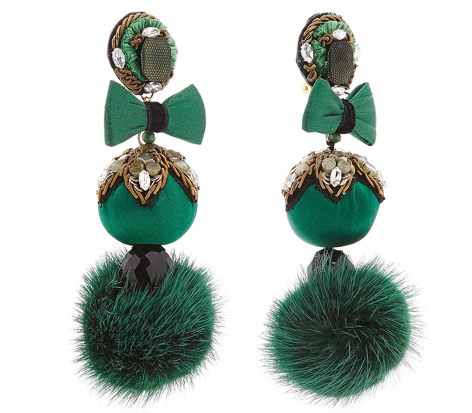 green fur pom earrings ranjana khan