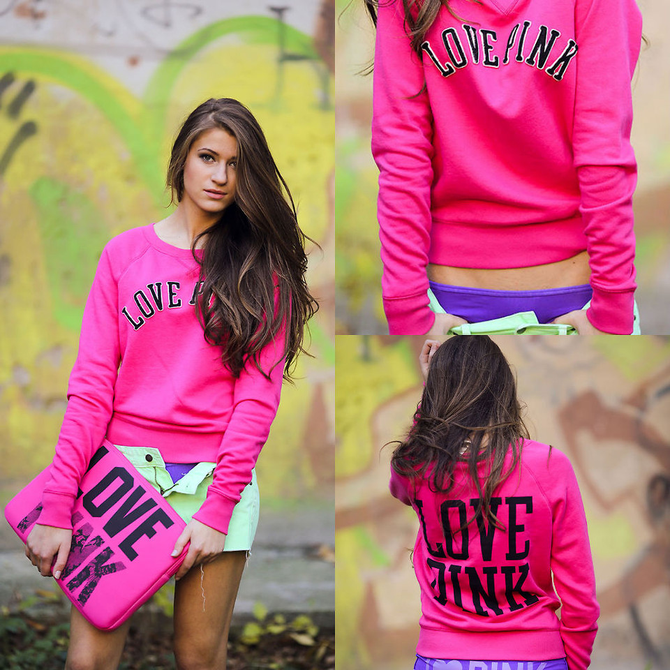 are you too old to wear pink - Maryana Yusypchuk from Ivano-Frankivsk Ukraine wearing a Love Pink sweater from Victorias Secret