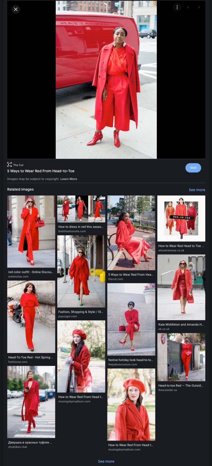 wear all red google images screenshot of people wearing all red
