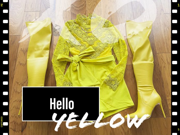 Fashionnova yellow lillian lace romper steve madden viktory yellow thigh high over the knee boots