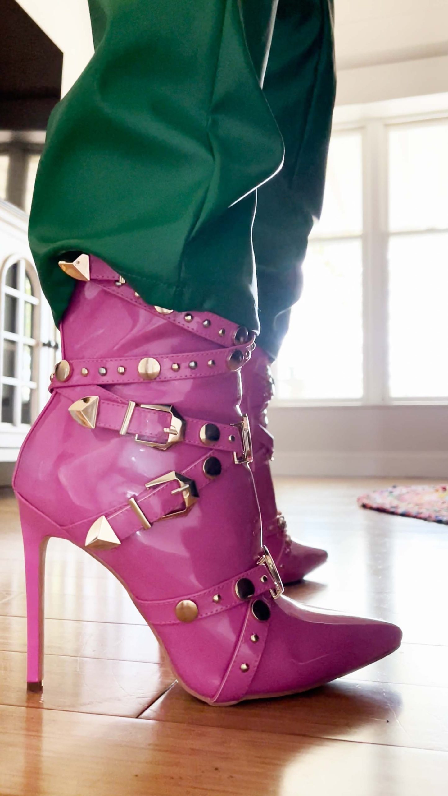 AZALEA WANG OVER AND OUT STILETTO BOOTIE IN PINK 2