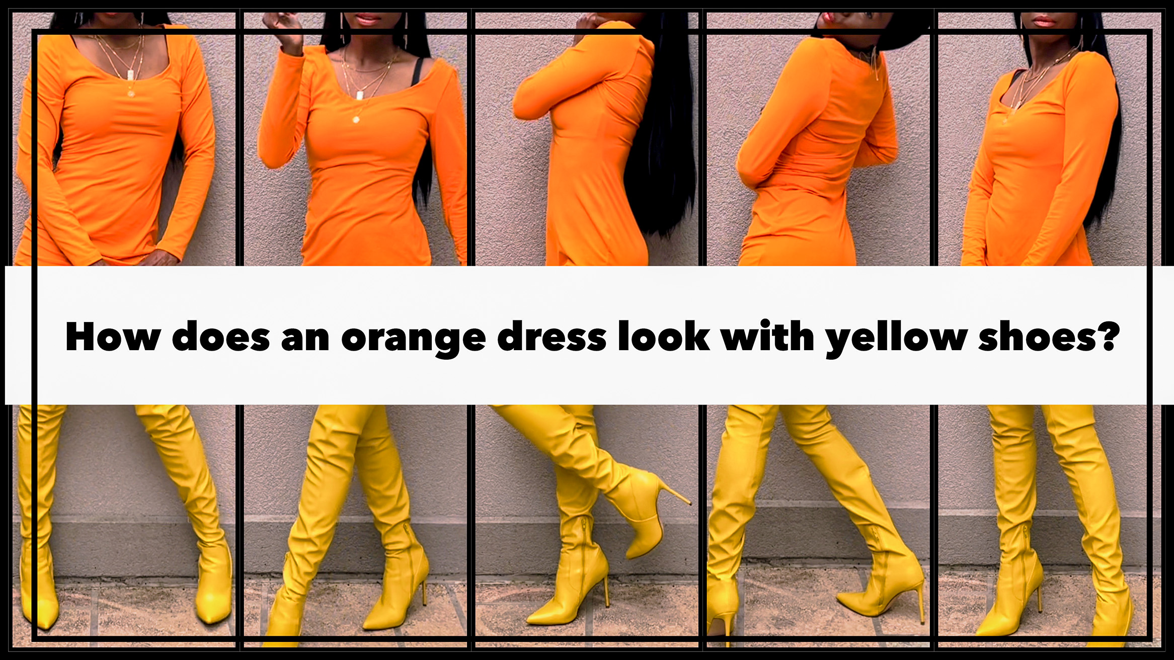 orange dress yellow steve madden thigh high boots5