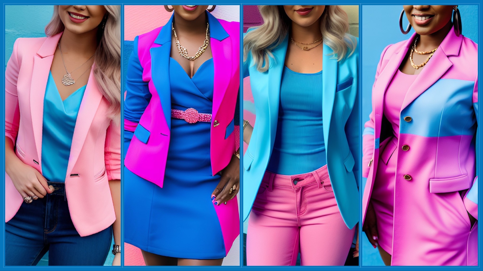 ai generated pink and blue combination outfit ideas