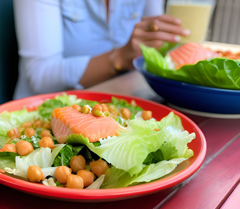 Anti-Aging Benefits of Salmon and Chickpeas salad